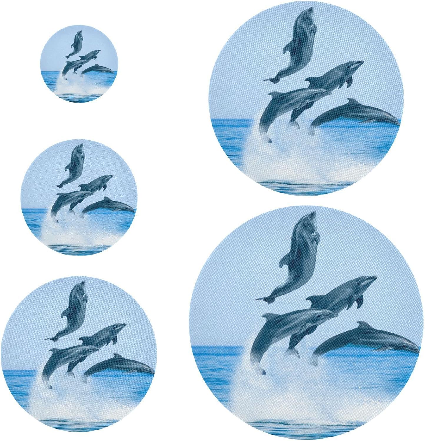 Sea Dolphins – 5 tapas elásticas de tela reutilizables para tazones, tazas, platos, ollas y sartenes