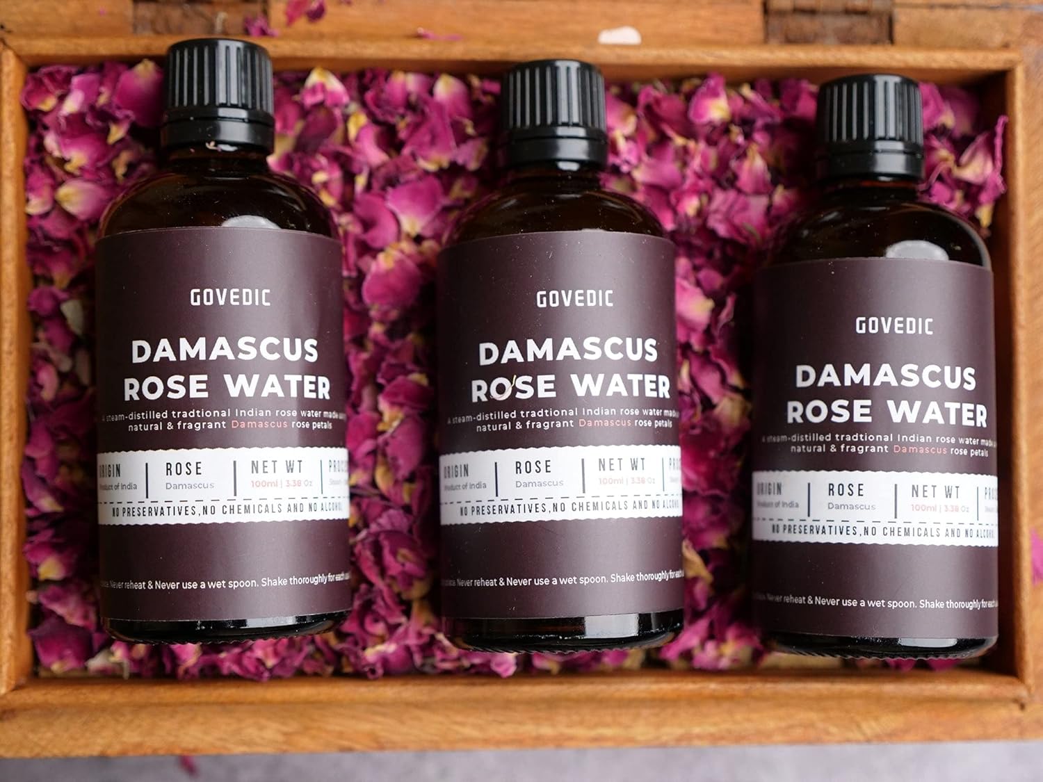 Govedic Agua de rosas para cocinar, hornear, cócteles  Agua de rosas 100% de grado alimenticio  Cuidado facial y capilar  Rosa de damasco comestible