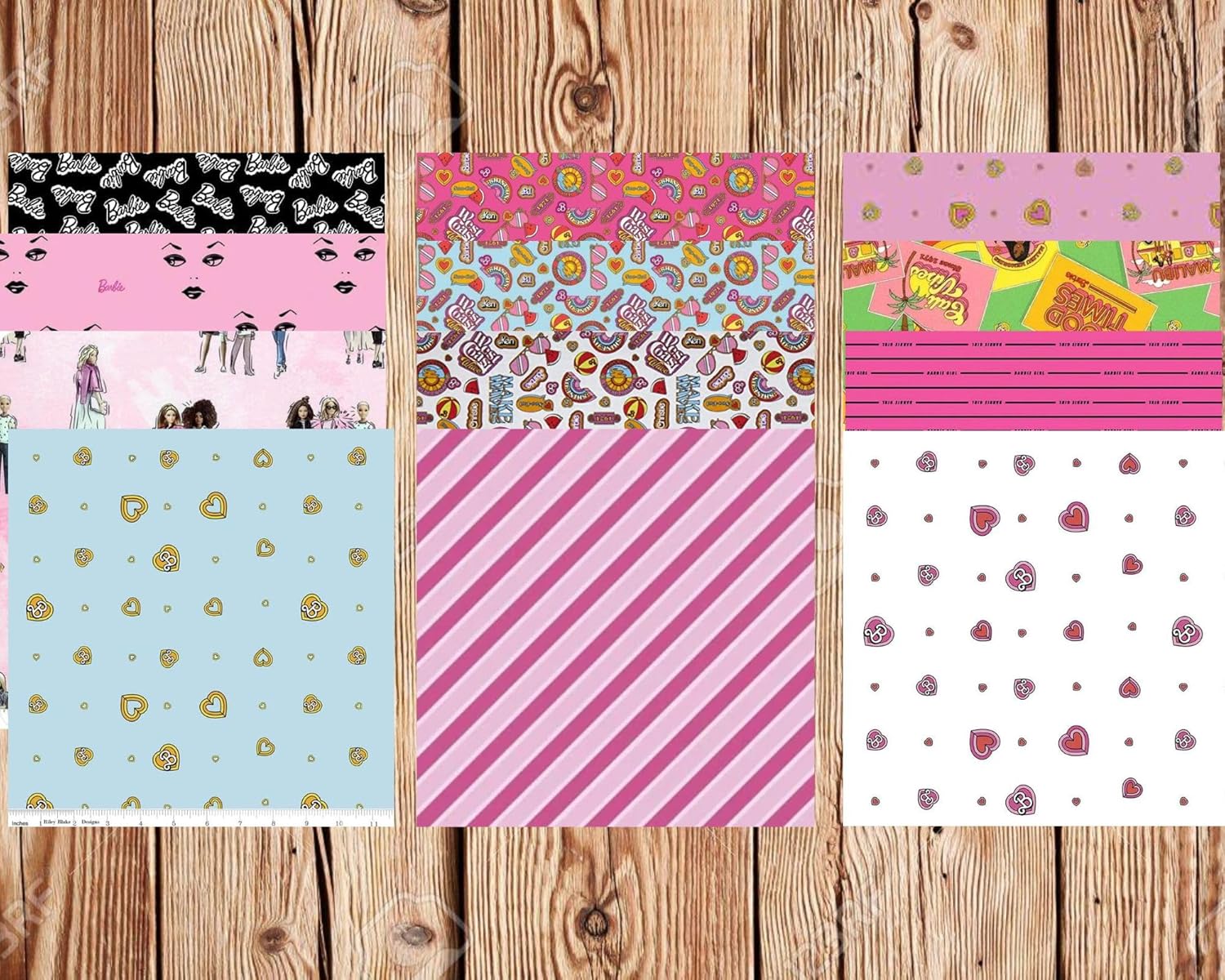 8 Fat Quarters – Paquete surtido de barbies Fat Quarter (surtido de impresiones en la imagen)