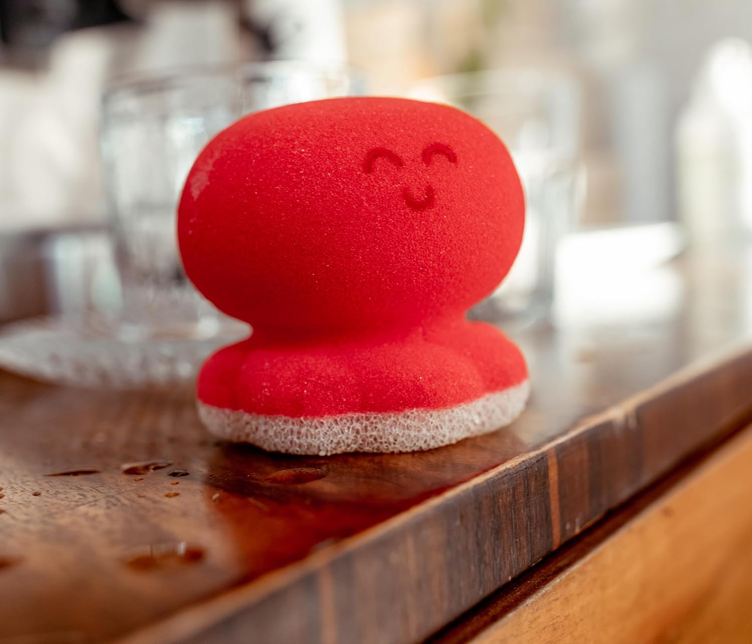 Happy Octopus – Limpiador de platos (paquete de 4)  Suministros ergonómicos de limpieza de esponja de cocina  Resistente, antiarañazos, esponjas