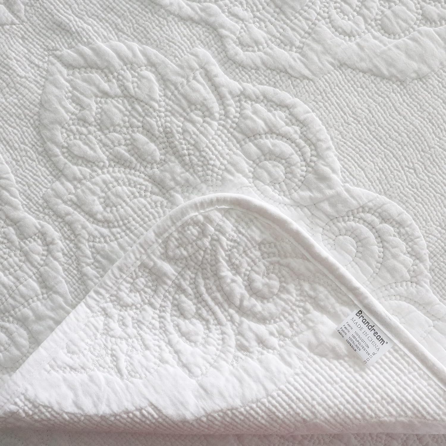Brandream Manta acolchada de algodón con estampado de cachemira blanca para cama, sofá cama, 47 x 60 pulgadas, mantas decorativas