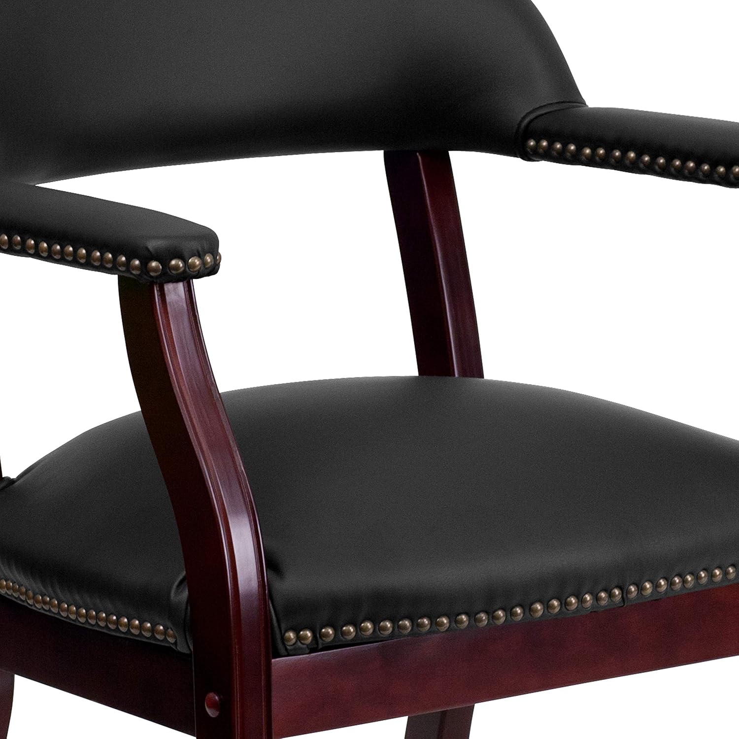 Flash Furniture Silla de conferencia de LeatherSoft con adorno de uñas decorativo en color negro