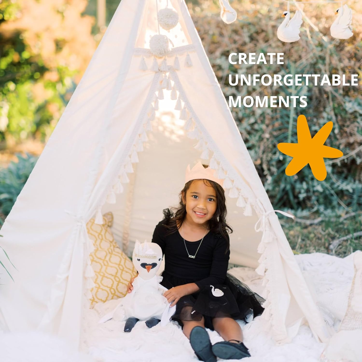Tienda de campaña tipi original para niños  Tienda de campaña para niñas y niños  Tienda de campaña de lona natural para niños pequeños de 3 a 5