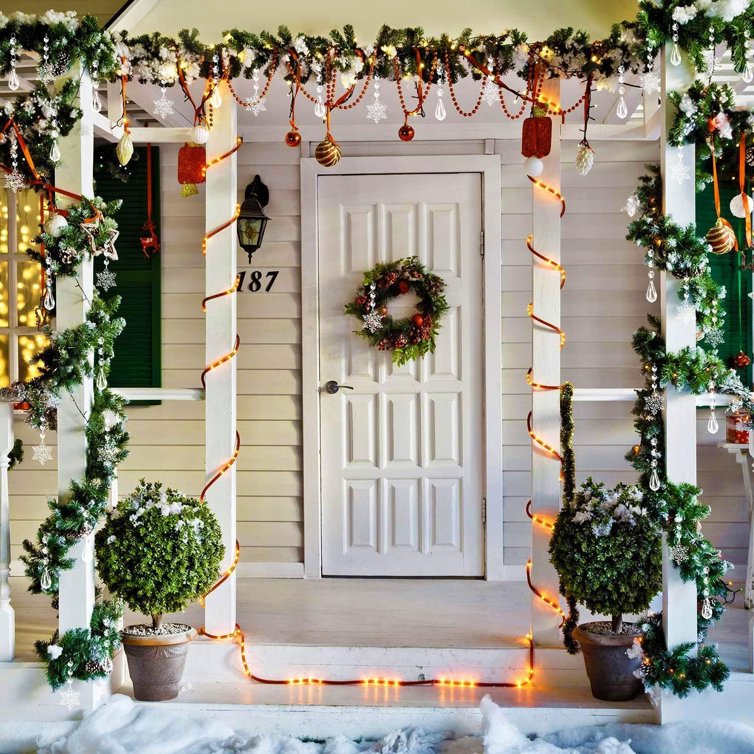 YUJUN 38 piezas de decoraciones de cristal para árbol de Navidad, copos de nieve de invierno, gotas de carámbano, adornos colgantes de araña