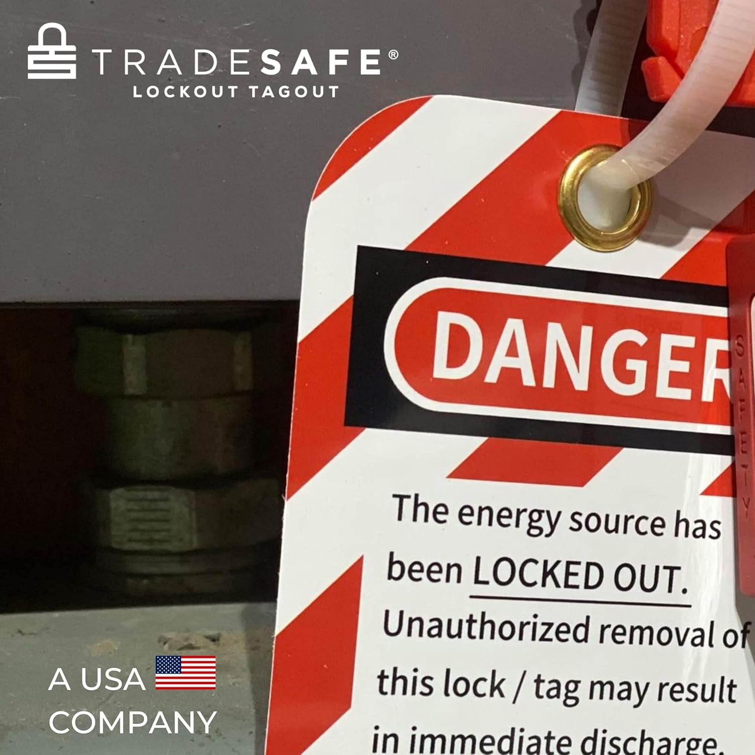 TRADESAFE Etiquetas de bloqueo – 10 etiquetas de peligro de no operar con 10 bridas, vinilo de alta calidad de 32 mil, etiquetas de loto compatibles