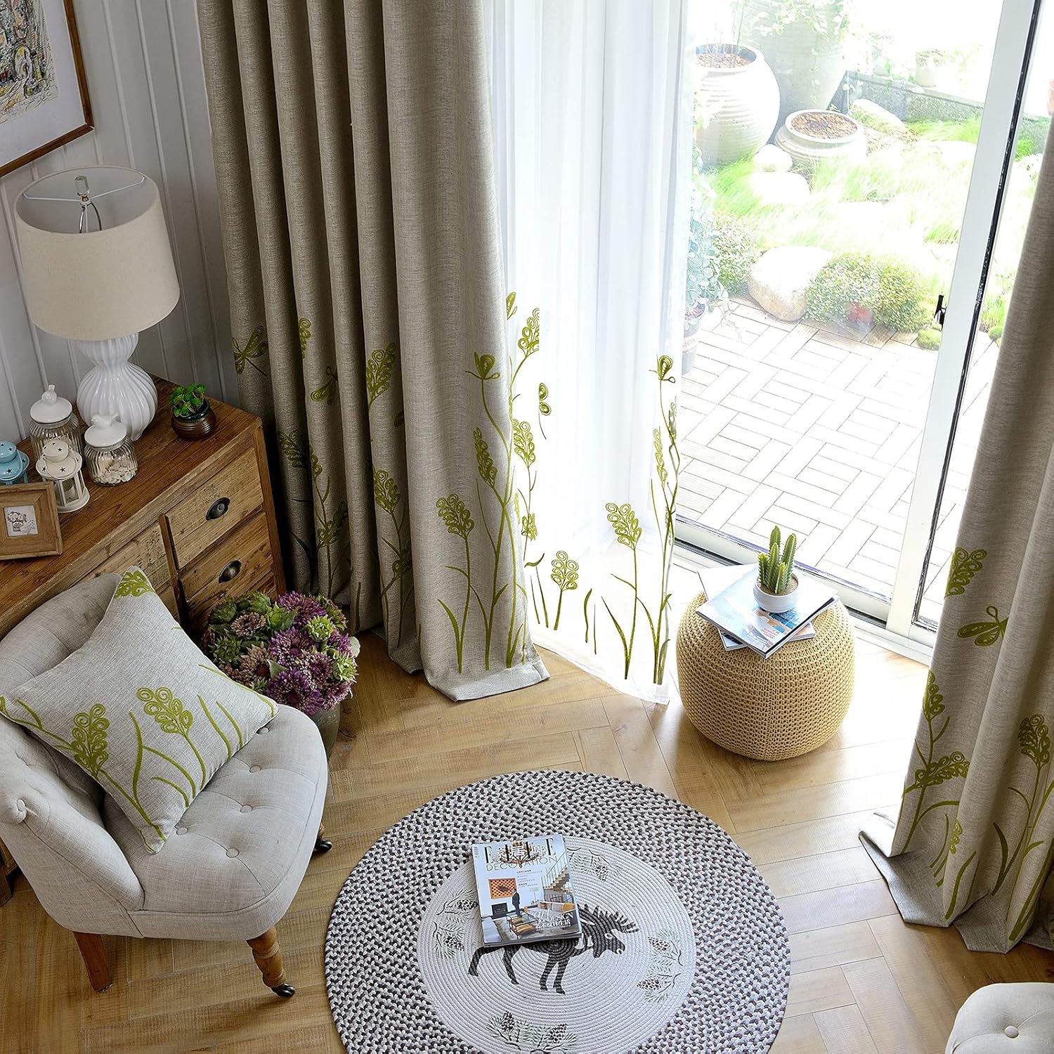 Cortinas de lino bordadas marca Melodieux