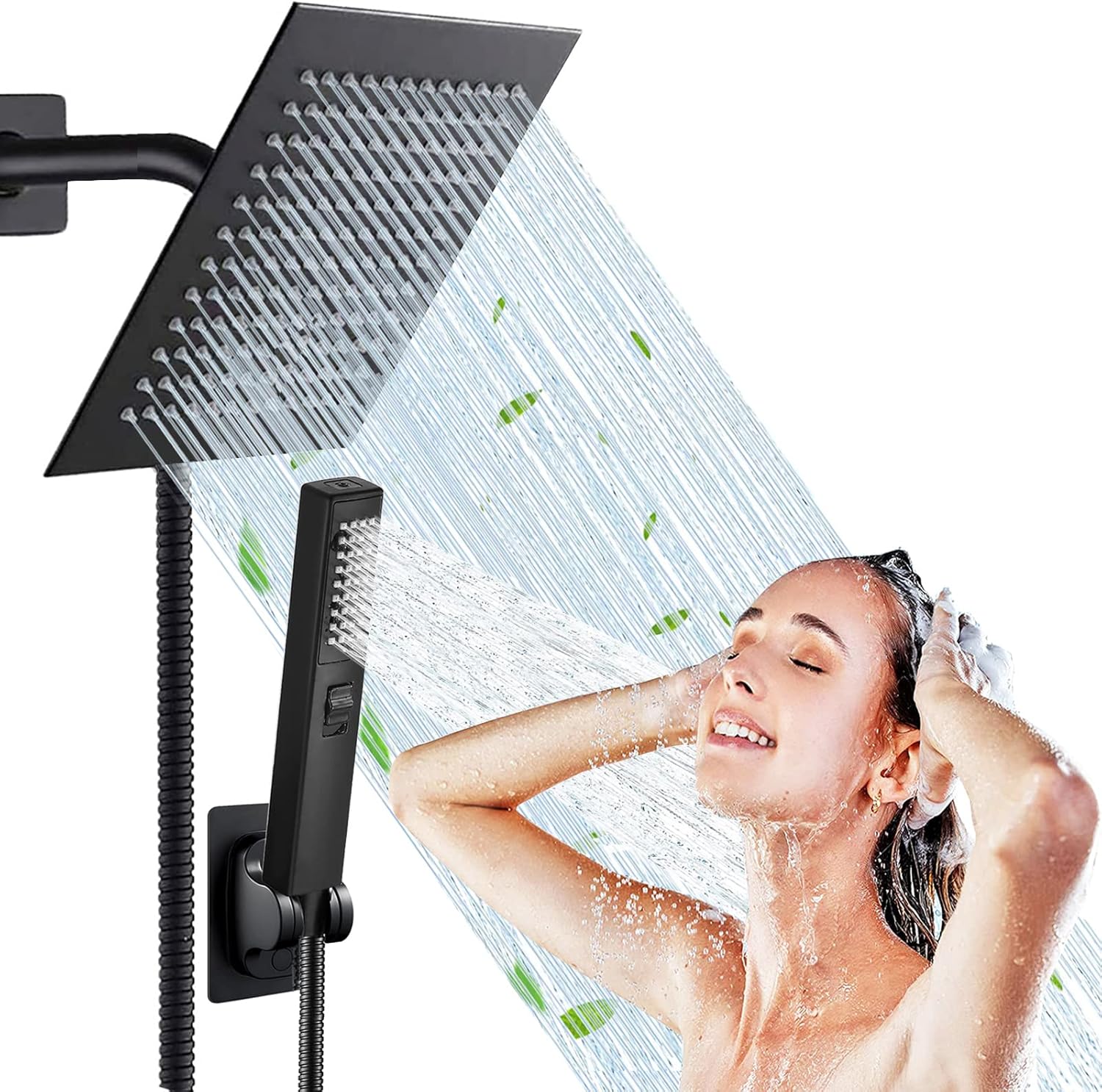 Cabezal de ducha, cabezal de ducha de lluvia con mano, cabezal de ducha de acero inoxidable de alta presión de 6 pulgadas, combo de ducha de mano de