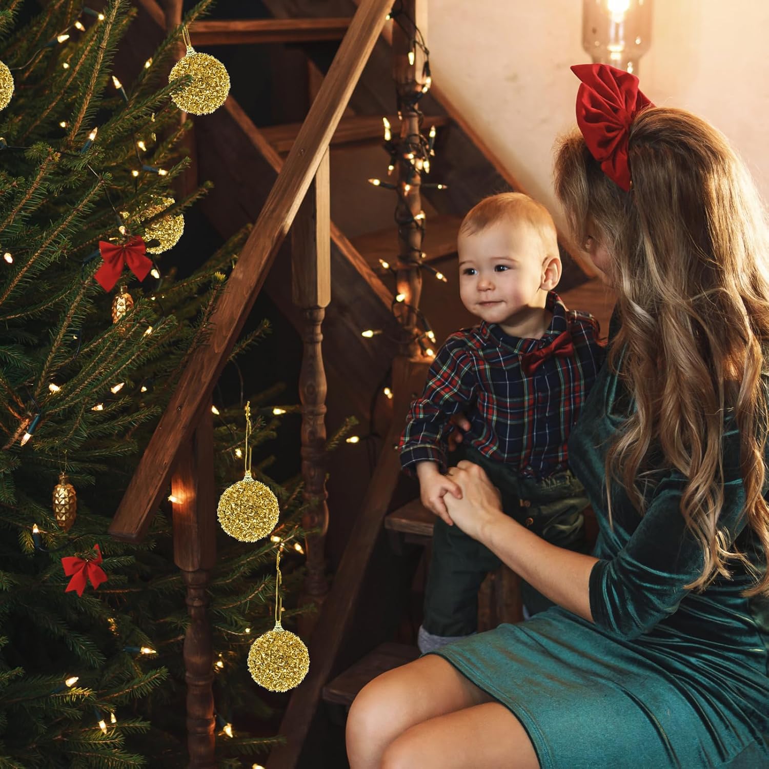 12 adornos de bola de Navidad de 2.36 pulgadas, bolas doradas de Navidad inastillables, decoración de árbol de Navidad, bolas colgantes brillantes