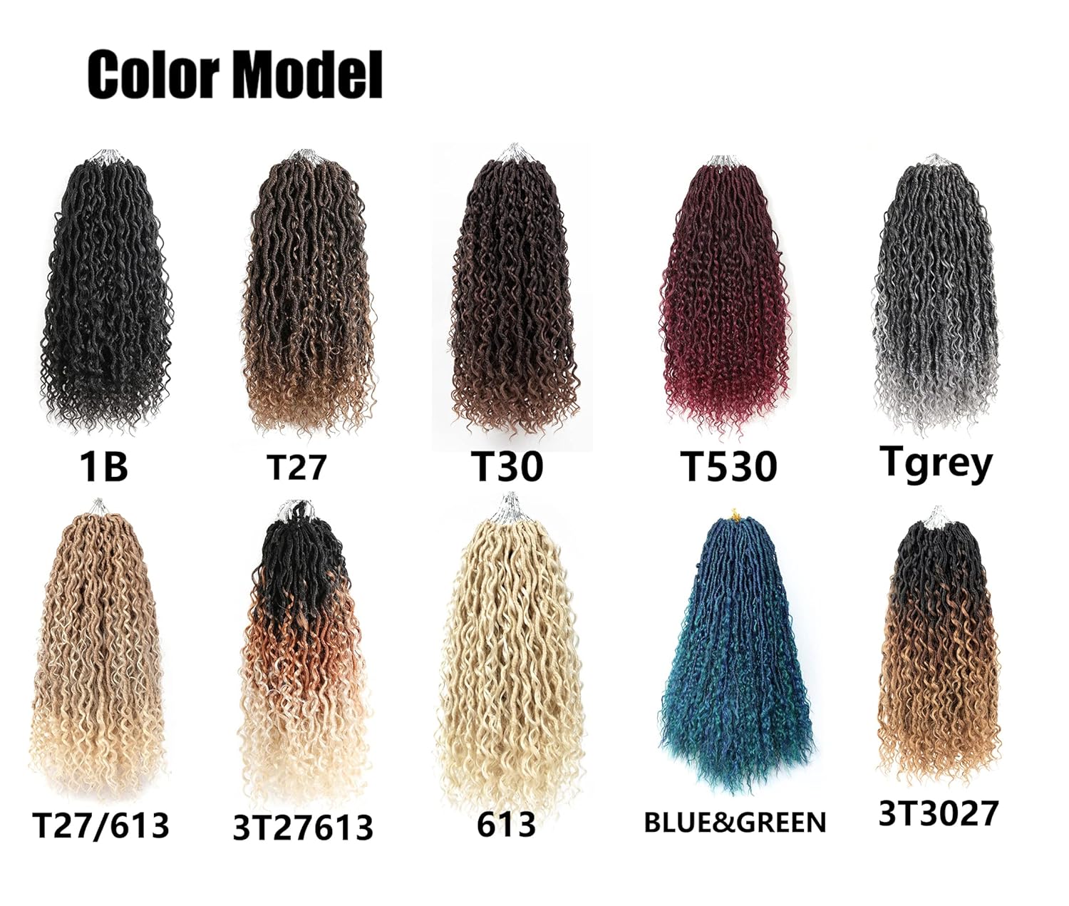 Goddess Locs – Cabello de ganchillo de 14 pulgadas, rastas estilo río bohemias, hippie, onduladas, con cabello rizado en medio y extremos (7