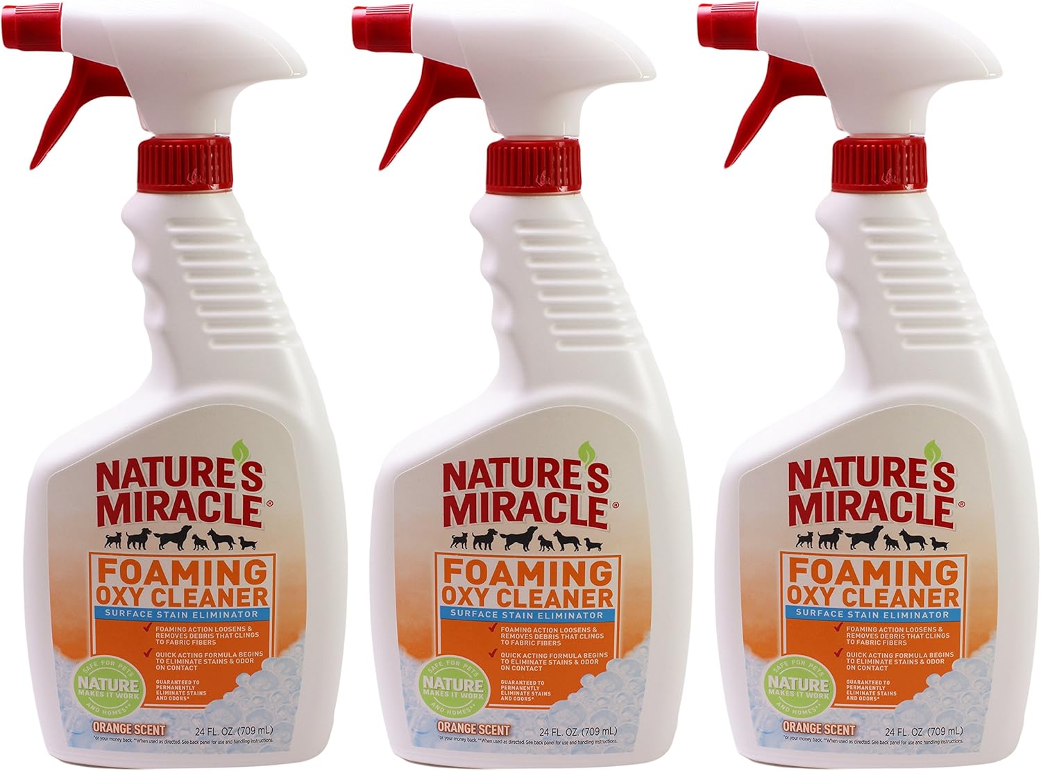 Nature’s Miracle Limpiador espumoso Oxy Eliminador de manchas aroma naranja (paquete de 3)