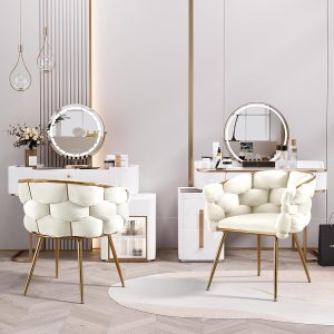 DAMAIFROM Juego de 2 sillones de terciopelo, moderna silla tapizada, silla de sala de estar con patas de metal dorado, silla decorativa con respaldo DAMAIFROM Juego de 2 sillones de terciopelo, moderna silla tapizada, silla de sala de estar con patas de metal dorado, silla decorativa con respaldo