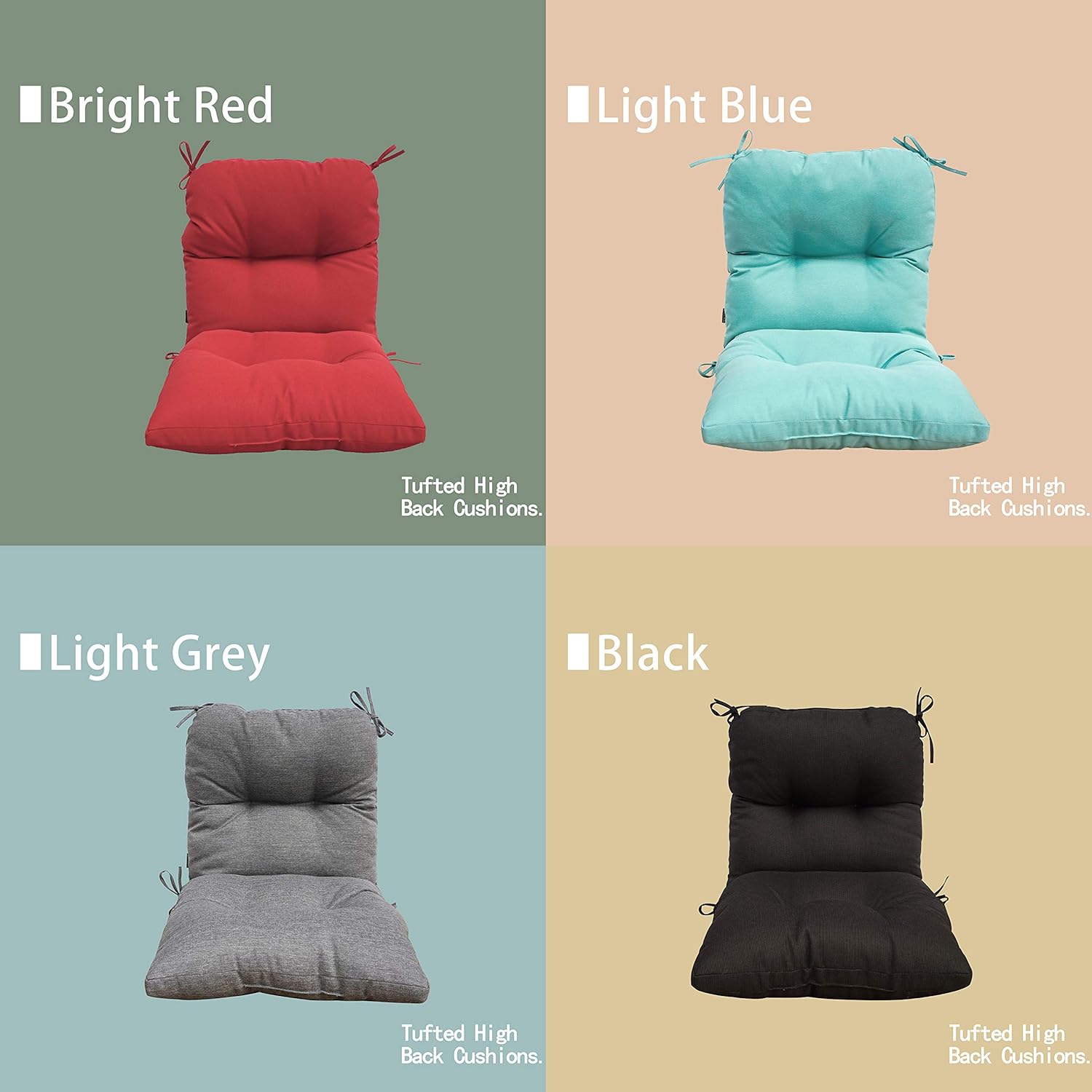 BOSSIMA Juego de 2 cojines de repuesto para silla de respaldo alto para interiores y exteriores, color gris claro