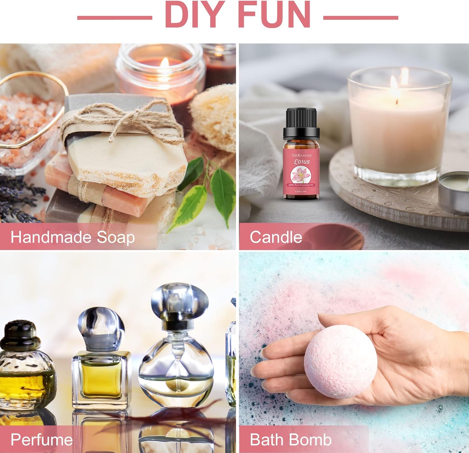Sedbuwza Aceite esencial de loto, 100 % puro loto para aromaterapia, aceite de regalo para difusor, humidificador, jabón, vela, perfume