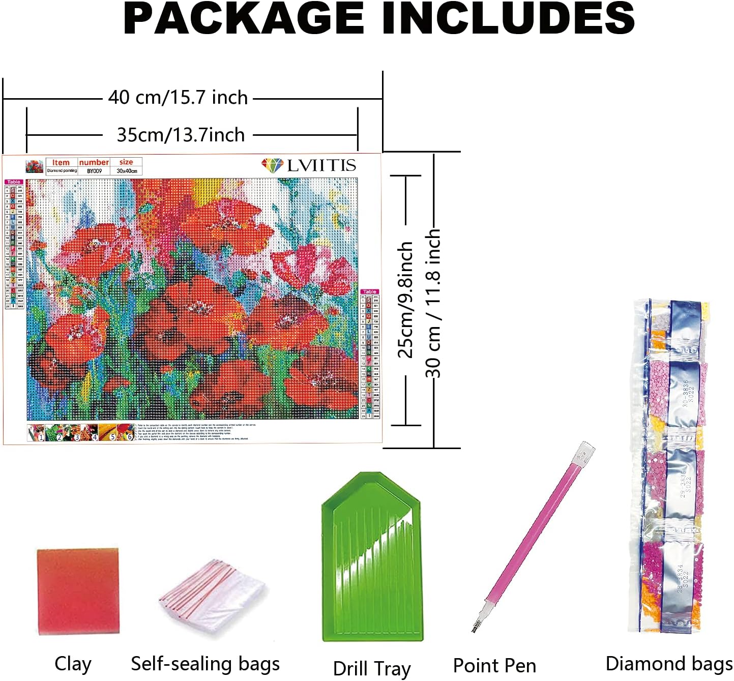 LVIITIS Kits de pintura de diamantes de flores fáciles para adultos principiantes, kits de puntos de diamante para adultos, pintura de Navidad con