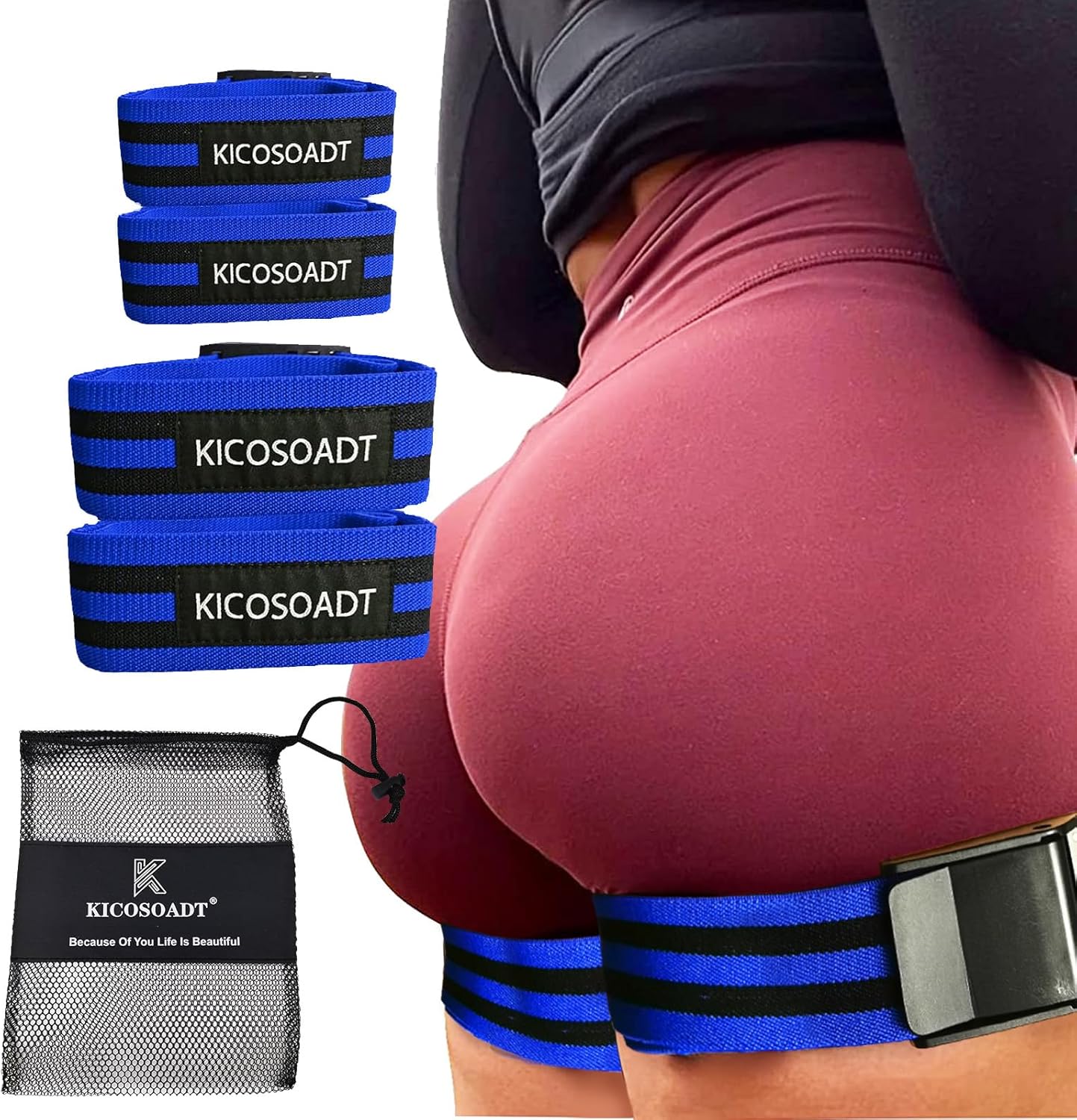 Bandas de glúteos, bandas de restricción de flujo sanguíneo para mujeres, glúteos y construcción de cadera, equipo de entrenamiento de glúteos para
