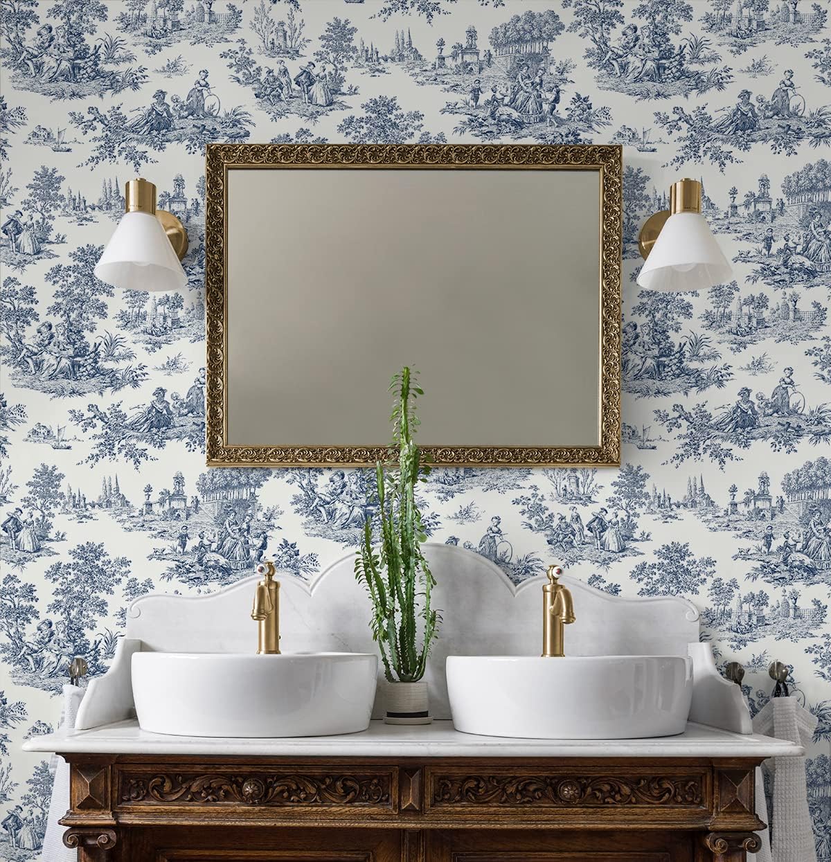 NextWall Chateau Toile – Papel tapiz autoadhesivo (azul marino)