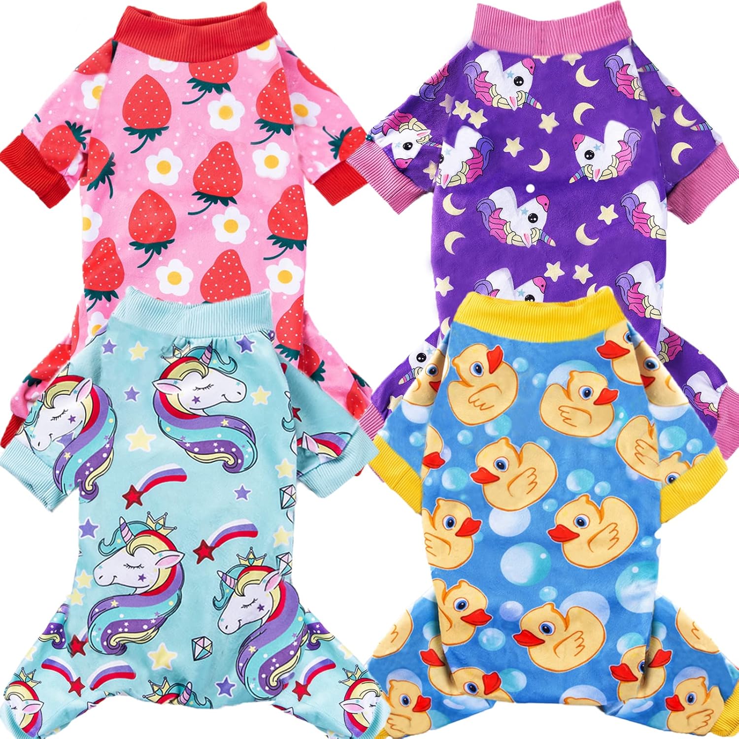 XPUDAC Pijama de 4 piezas para perros pequeños, ropa para cachorros, trajes para perritos, camisas de Navidad, pijamas para mascotas y gatos, XXL