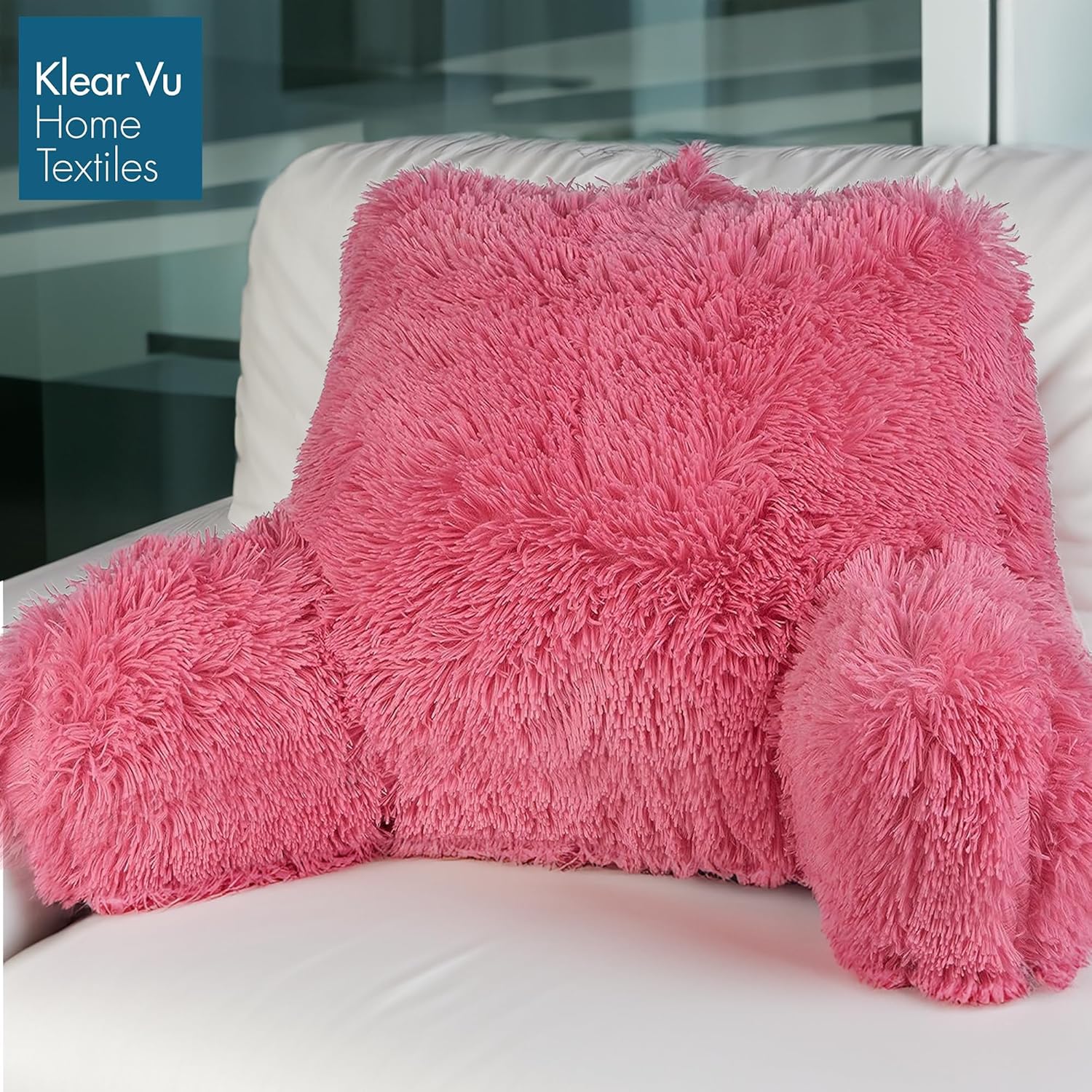 Klear Vu Almohada de lectura lanuda para adultos y niños, soporte lumbar y de brazo en cama, silla, sofá y suelo, 30 x 21 pulgadas, tamaño único,