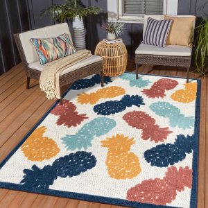 Unique Loom Belize Outdoor Collection – Alfombra rectangular de 2 x 3 pies 1 pulgada, color blanco y rojo óxido Unique Loom Belize Outdoor Collection – Alfombra rectangular de 2 x 3 pies 1 pulgada, color blanco y rojo óxido