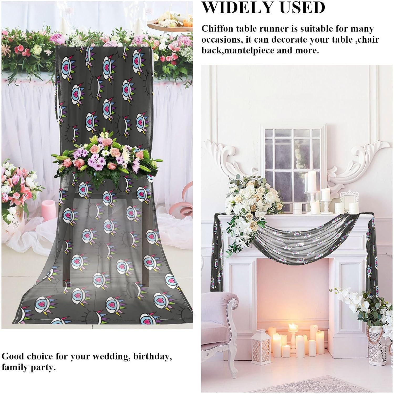 Closed and Open Eye Table Runner Fall Table Decor for Kitchen Decorations Halloween Kitchen Decor 108 Inches Long
