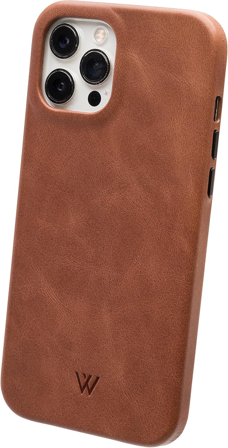 Wilken – Funda de cuero envuelta compatible con iPhone, compatible con MagSafe y carga inalámbrica, cuero de grano superior, protección de pantalla