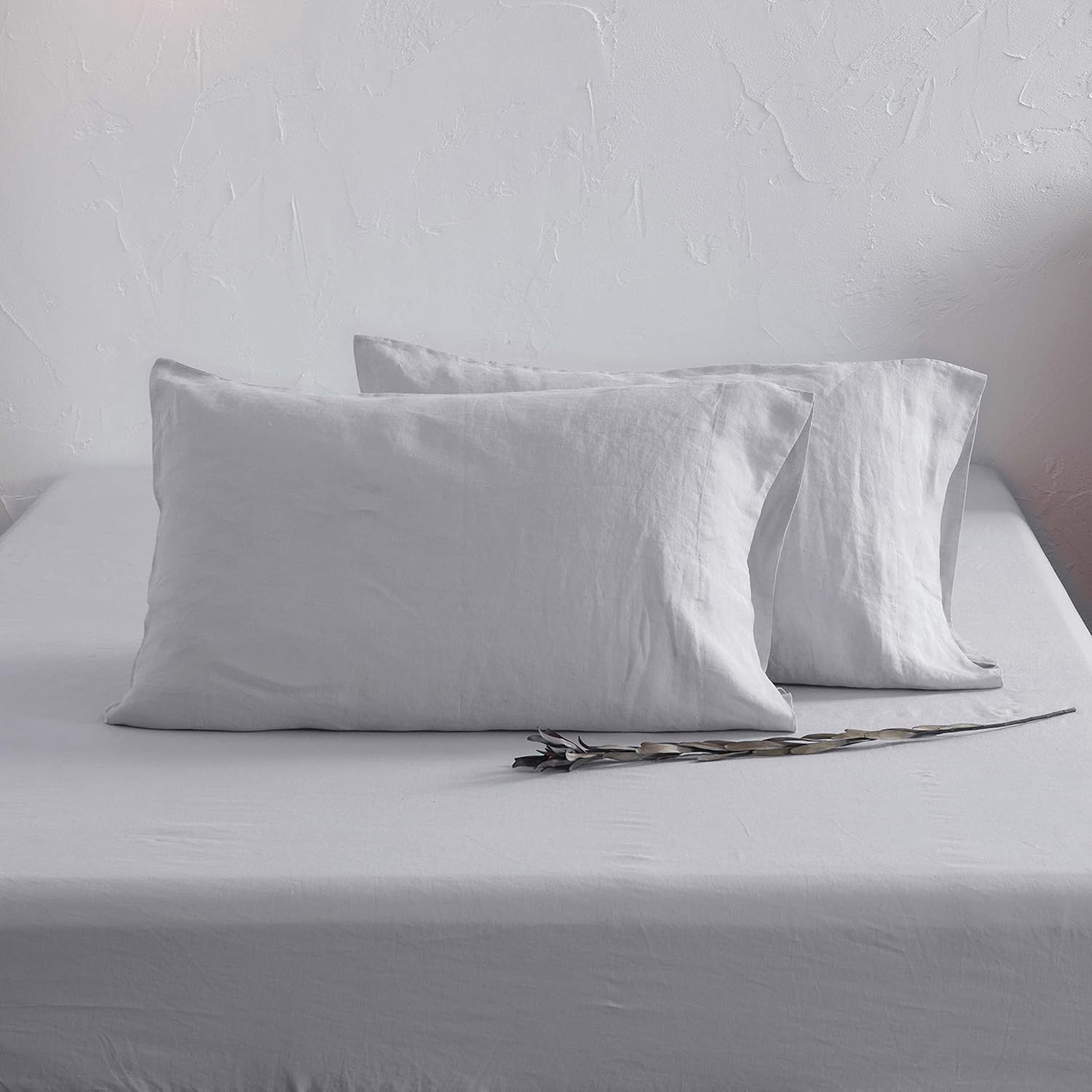 ATLINIA Juego de sábanas de lino para cama  Sábanas 100% de lino francés, tamaño California King, ropa de cama de lino orgánico Farmhouse Boho