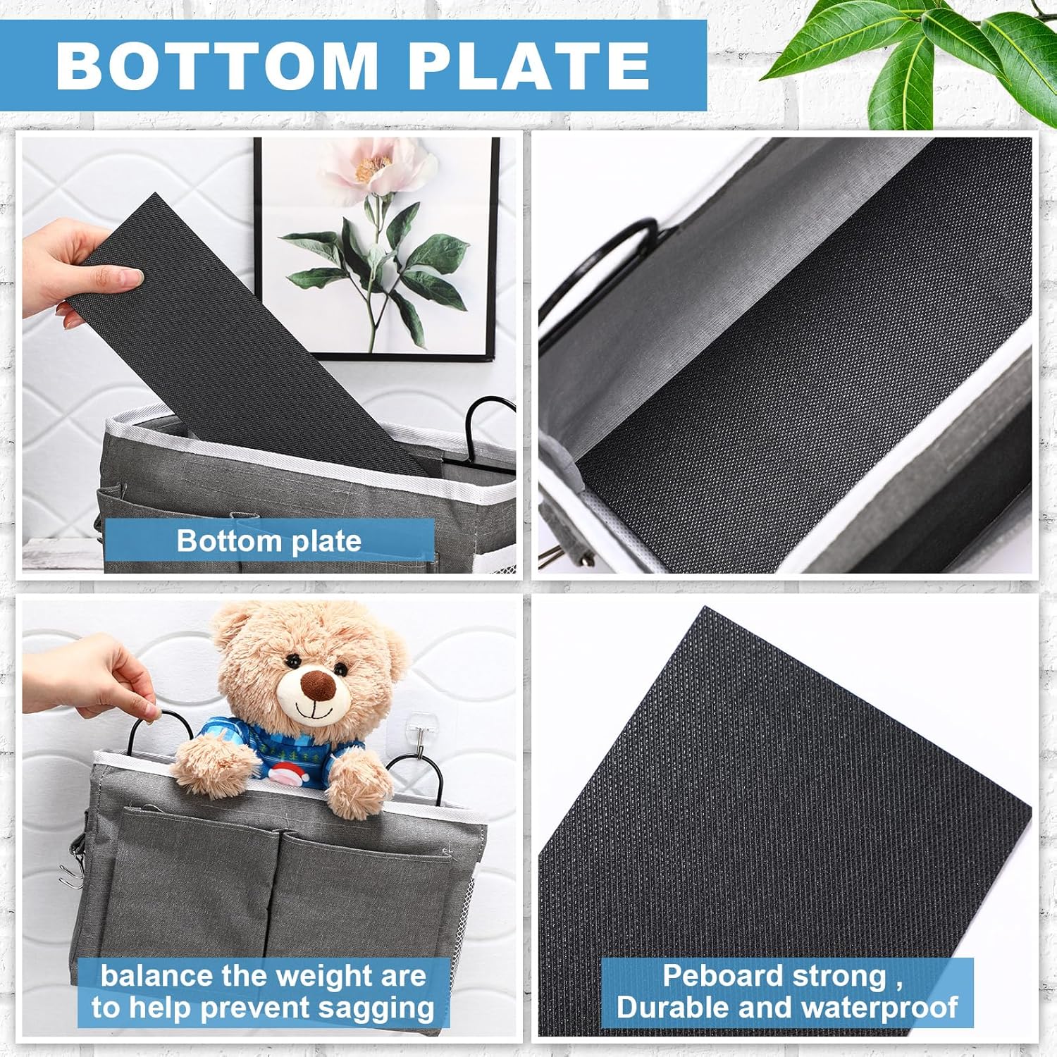6 bolsas de almacenamiento para colgar en la pared, bolsa organizadora para colgar en la pared con ganchos, cesta colgante de pared con bolsillo,