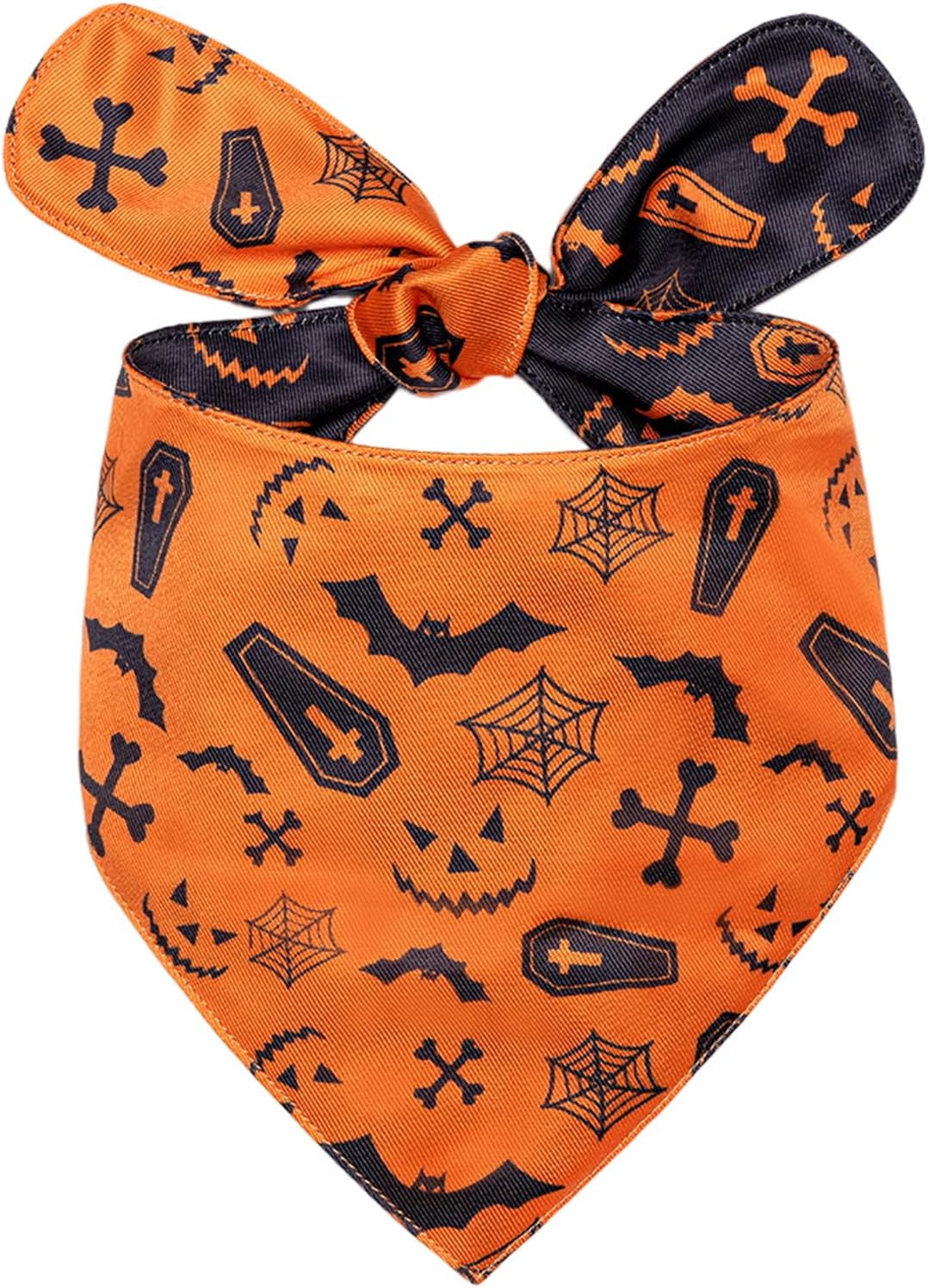 Bandana de Halloween para perro con patrón de arañas murciélagos, cómoda bufanda triangular de algodón para cachorros y perros pequeños, pañuelo