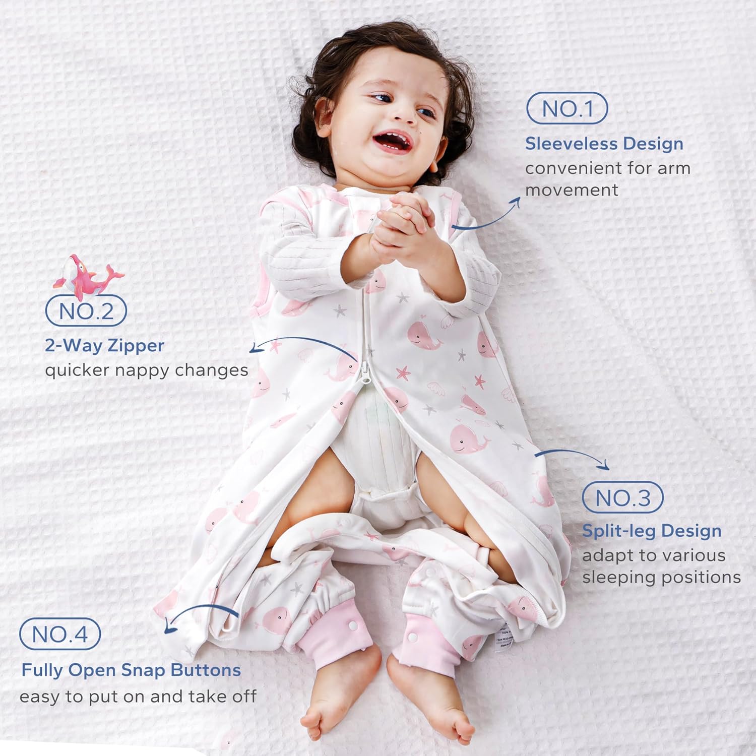 ZIGJOY Saco de dormir para niños pequeños con pies, 0.5 TOG, saco de dormir para bebé de 24 a 36 meses, 100% algodón, ligero, saco de dormir para