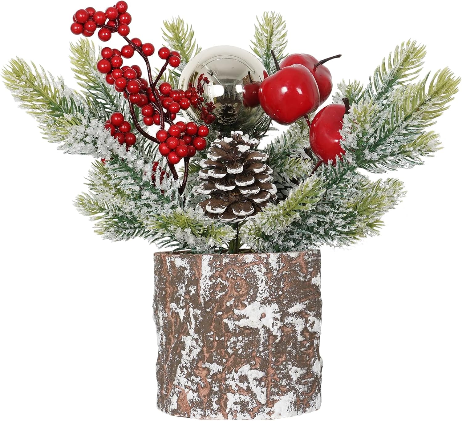 Pequeño árbol de Navidad pequeño con manzanas, árbol de mesa, árbol de Navidad artificial, decoración de árbol de Navidad para fiesta en el hogar,
