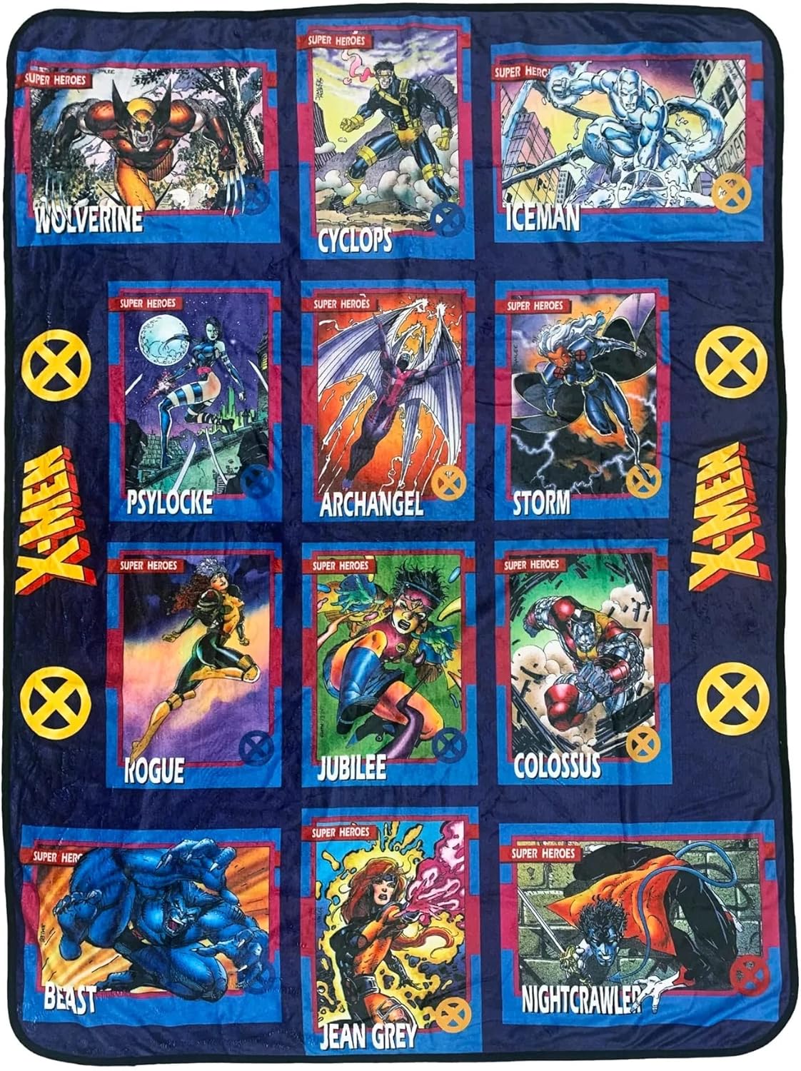 Marvel X-Men Trading Cards Super Heroes by Jim Lee – Manta de forro polar de franela súper suave y ligera, 45 x 60 pulgadas