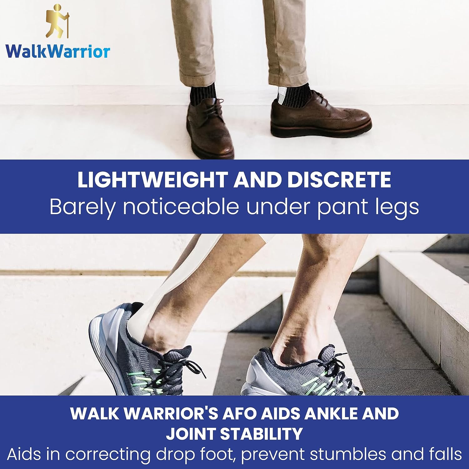 Walk Warrior Soporte ligero AFO para pies  Ajuste personalizable para mejorar la caminata y la recuperación de accidentes cerebrovasculares, tamaño