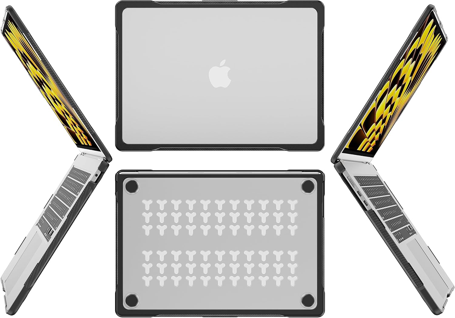 Batianda Funda de protección definitiva para MacBook Air M2 de 15 pulgadas, modelo A2941 modelo A2941, bordes de fibra de carbono mate, a prueba de