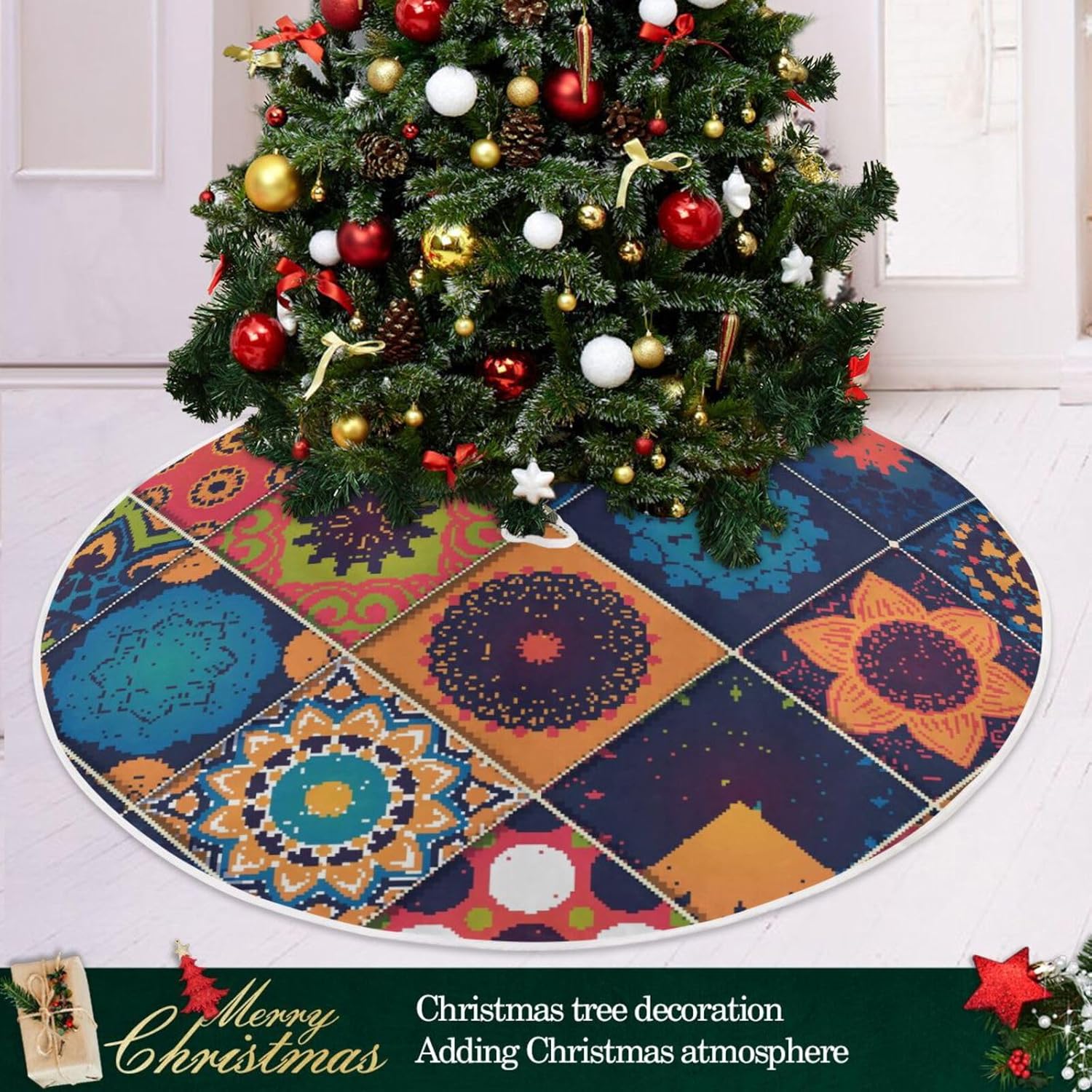 Decorative Elements Oriental Christmas Treeskirt, Chrismast Trees Decorations, Tree Skirt Washable, Tree Skirt for 3ft Tree
