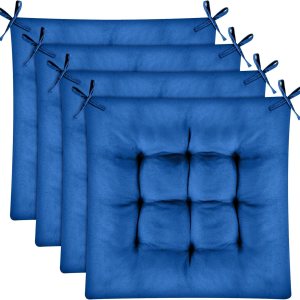 PLULON Paquete de 4 cojines para sillas de comedor, suaves y cuadradas, para interiores, cojines de asiento con lazos para cocina, oficina, aula, PLULON Paquete de 4 cojines para sillas de comedor, suaves y cuadradas, para interiores, cojines de asiento con lazos para cocina, oficina, aula,
