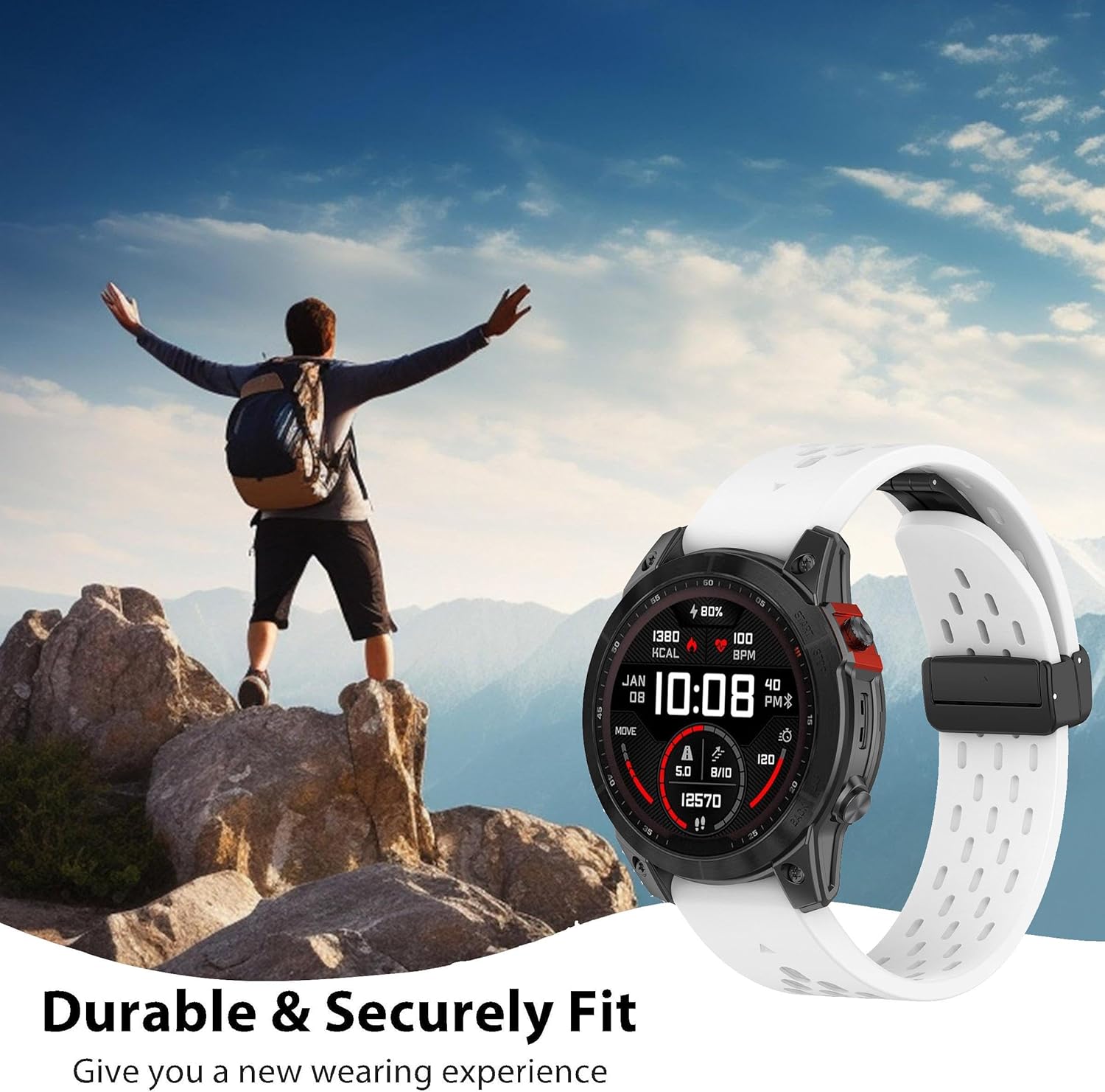 Abanen Correas de reloj deportivas de silicona con orificios de aire para Fenix 7S  Fenix 6S  Fenix 5S  Instinct 2S, correa de muñeca de silicona