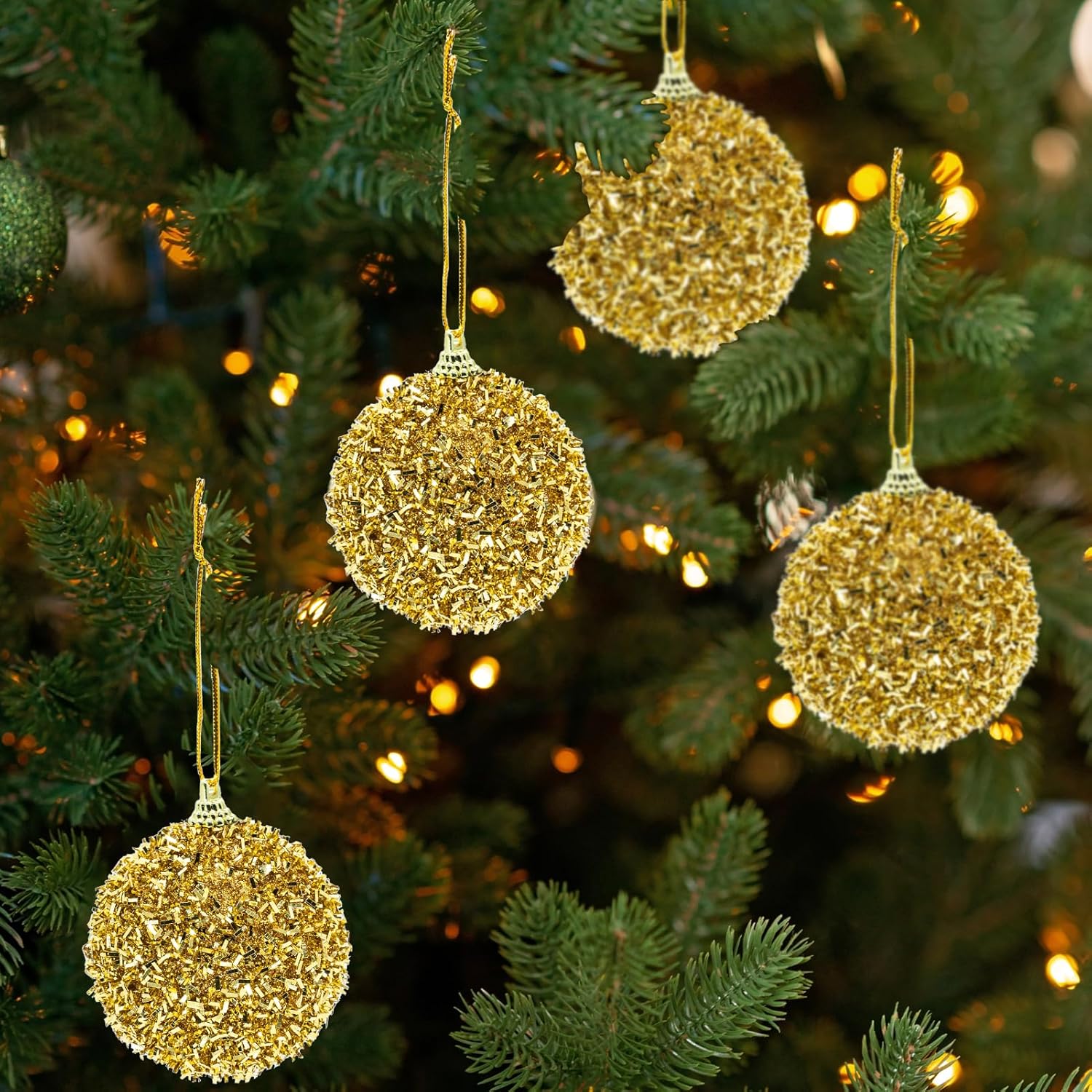12 adornos de bola de Navidad de 2.36 pulgadas, bolas doradas de Navidad inastillables, decoración de árbol de Navidad, bolas colgantes brillantes
