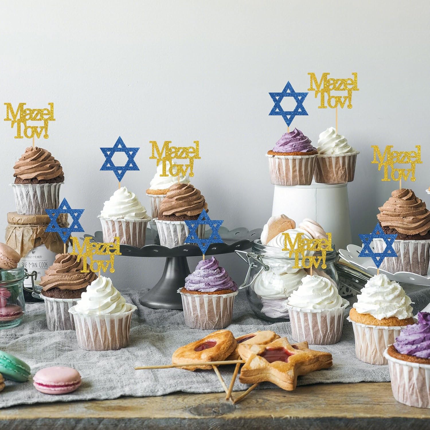 Mazel Tov – Decoración para cupcakes, decoraciones de fiesta de felicitación, compromiso, baby shower, bar mitzvah, cumpleaños, boda, suministros de