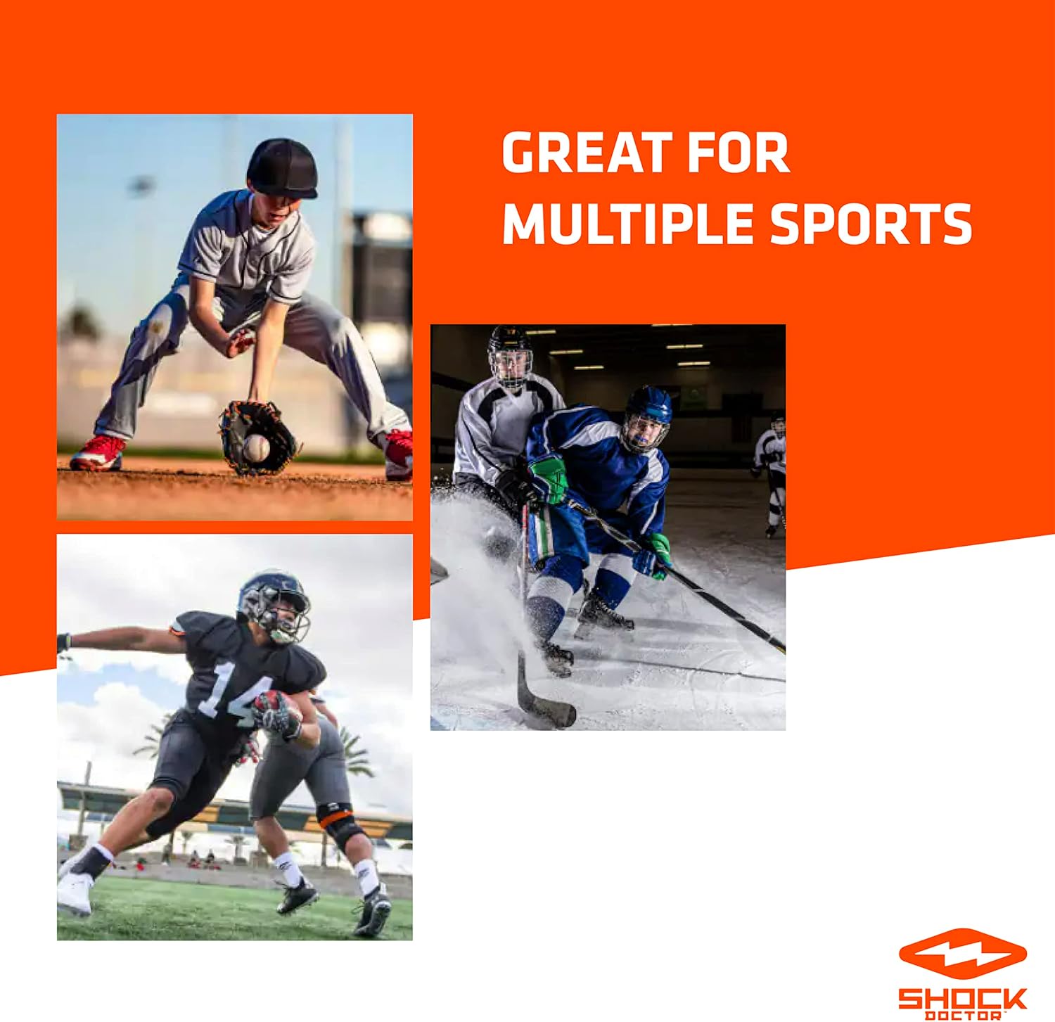 Shock Doctor Max Air Flow – Protector bucal para fútbol, protección completa de la boca, compatible con aparatos ortopédicos, ajuste instantáneo