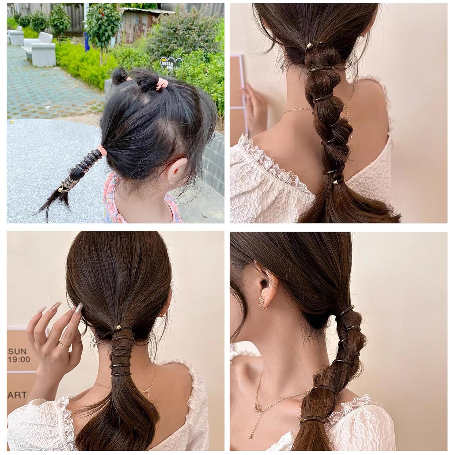 Banda de pelo en espiral trenzada, elegante cable de teléfono, bobinas para el cabello, sin arrugas, soportes para cola de caballo para mujeres y