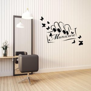 Vinyl Wall Decal Beauty Studio Manicure Salon Logo Nails Butterflies Stickers Mural Large Decor (g8587) Black Vinyl Wall Decal Beauty Studio Manicure Salon Logo Nails Butterflies Stickers Mural Large Decor (g8587) Black