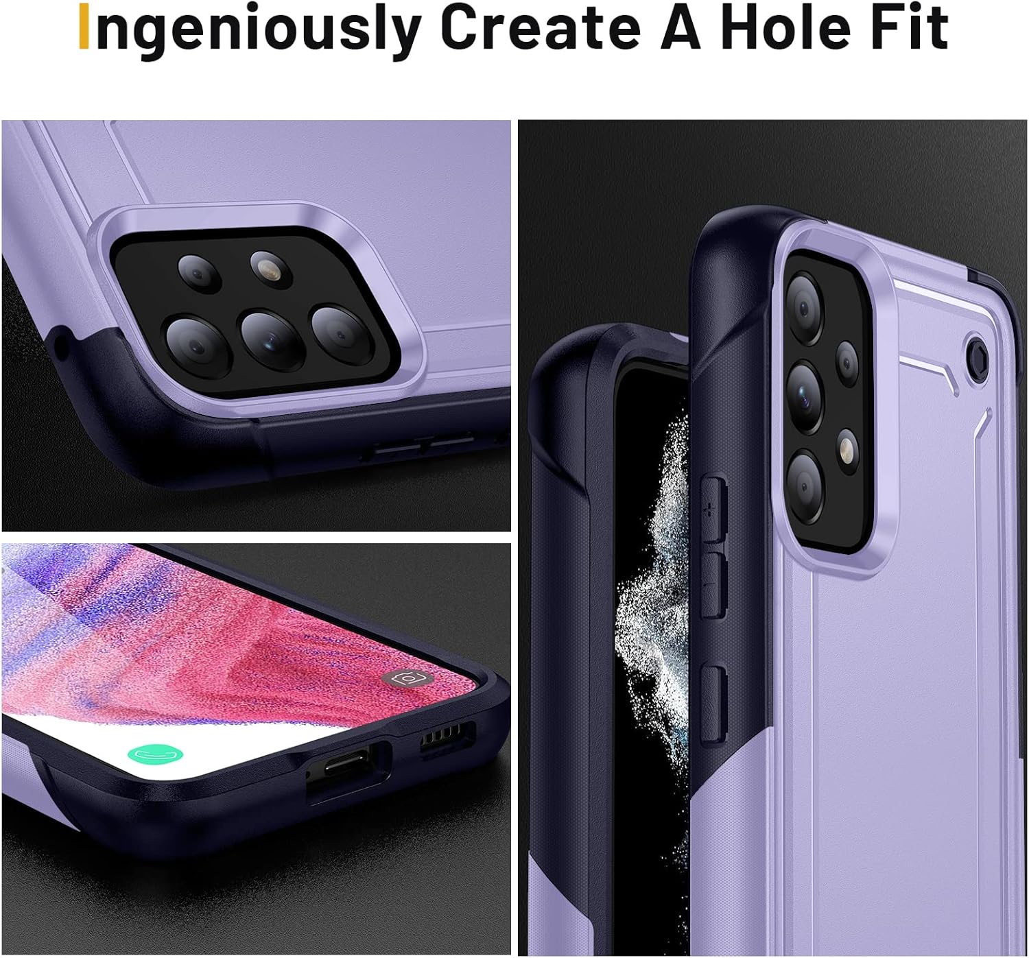 Asuwish Funda protectora de pantalla de vidrio templado para Samsung Galaxy A53 5G y delgada y resistente híbrida protectora de doble capa,