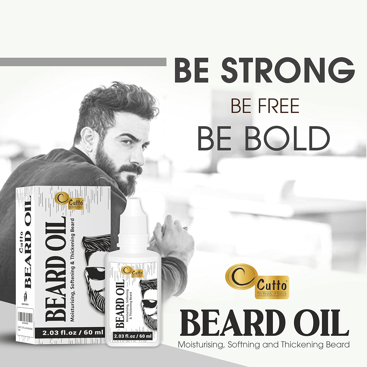 Aceite para barba  2.03 Fl.oz60 ML I Único para caballero I Mejor para estilizar modelado y crecimiento Bigote I Nutrir, humectar y acondicionar la