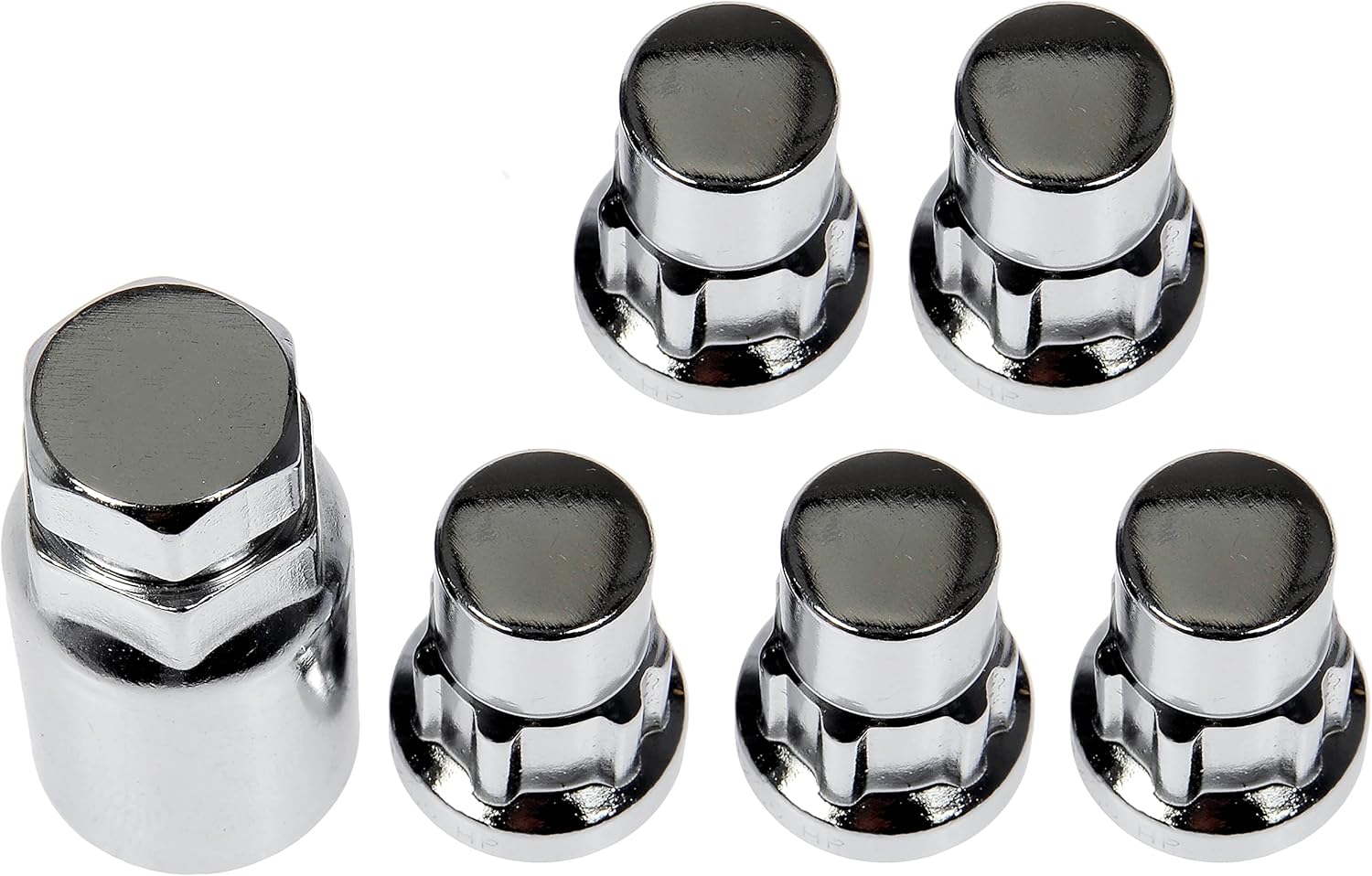 Dorman 712-628 Wheel Nut Lock Chrome Acorn Set M14-1.50 Compatible with Select Chevrolet  GMC Models, 5 Piece Set