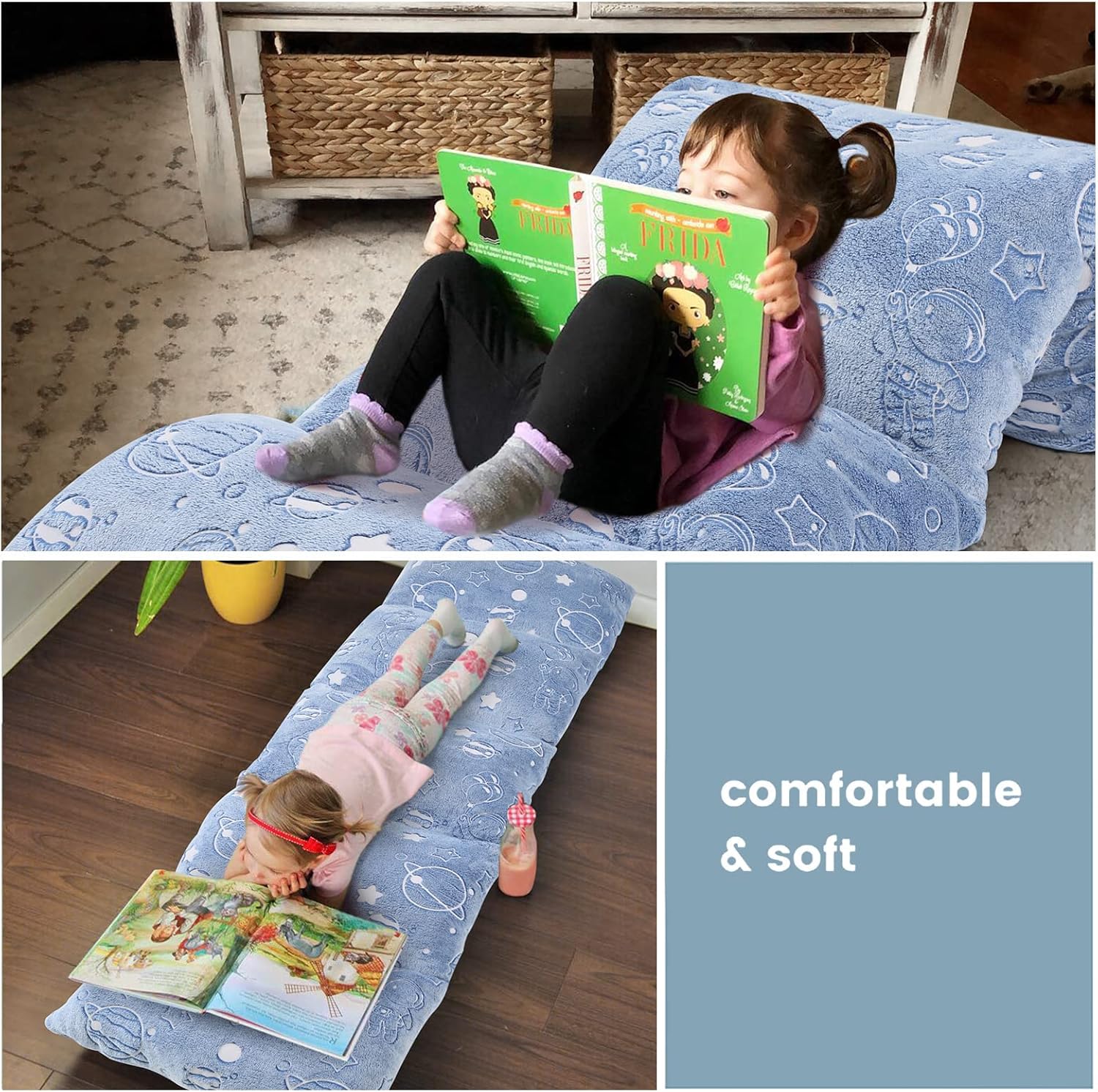 MeMoreCool Funda de almohada para tumbona de suelo para niños, funda de almohada para tumbona para niños pequeños, funda de almohada grande para