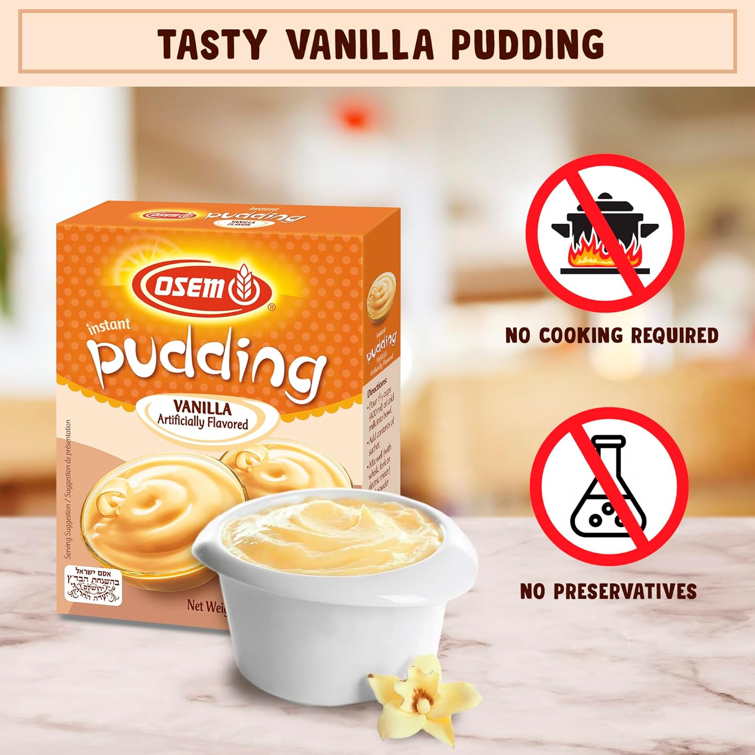 Osem Pudín instantáneo sabor vainilla 2.8 onzas. Paquete de 3.