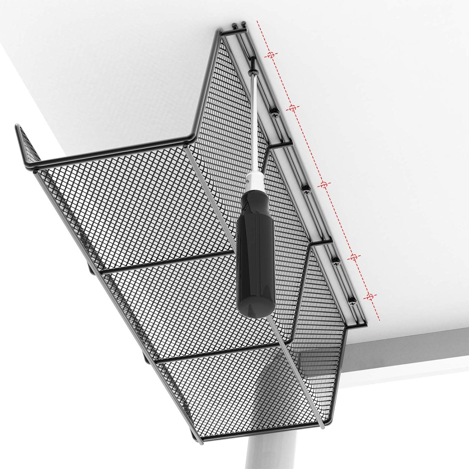Univivi Organizador de cables para debajo del escritorio, bandeja de malla metálica para debajo del escritorio, organizador de cables debajo del