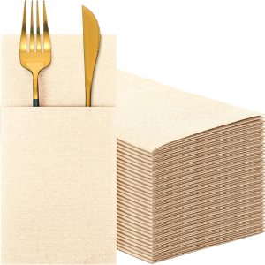 Servilletas desechables de papel Airlaid con tacto de lino, servilletas de papel preplegadas con bolsillo integrado para cubiertos para cubiertos, Servilletas desechables de papel Airlaid con tacto de lino, servilletas de papel preplegadas con bolsillo integrado para cubiertos para cubiertos,