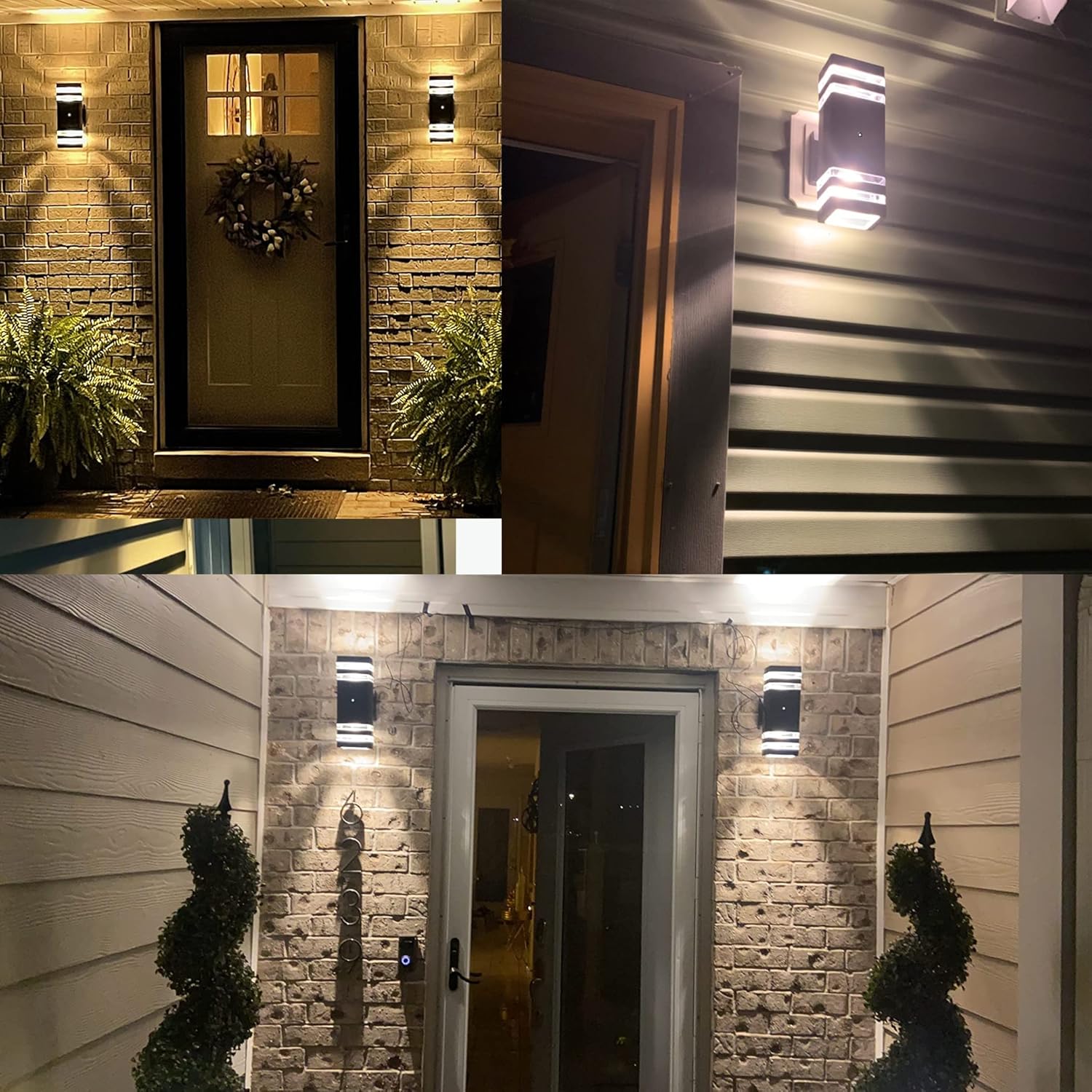 Paquete de 4 lámparas de pared para exteriores del anochecer al amanecer, 14 W, IP65, 3000 K, 1100 lm, iluminación blanca cálida para exteriores,