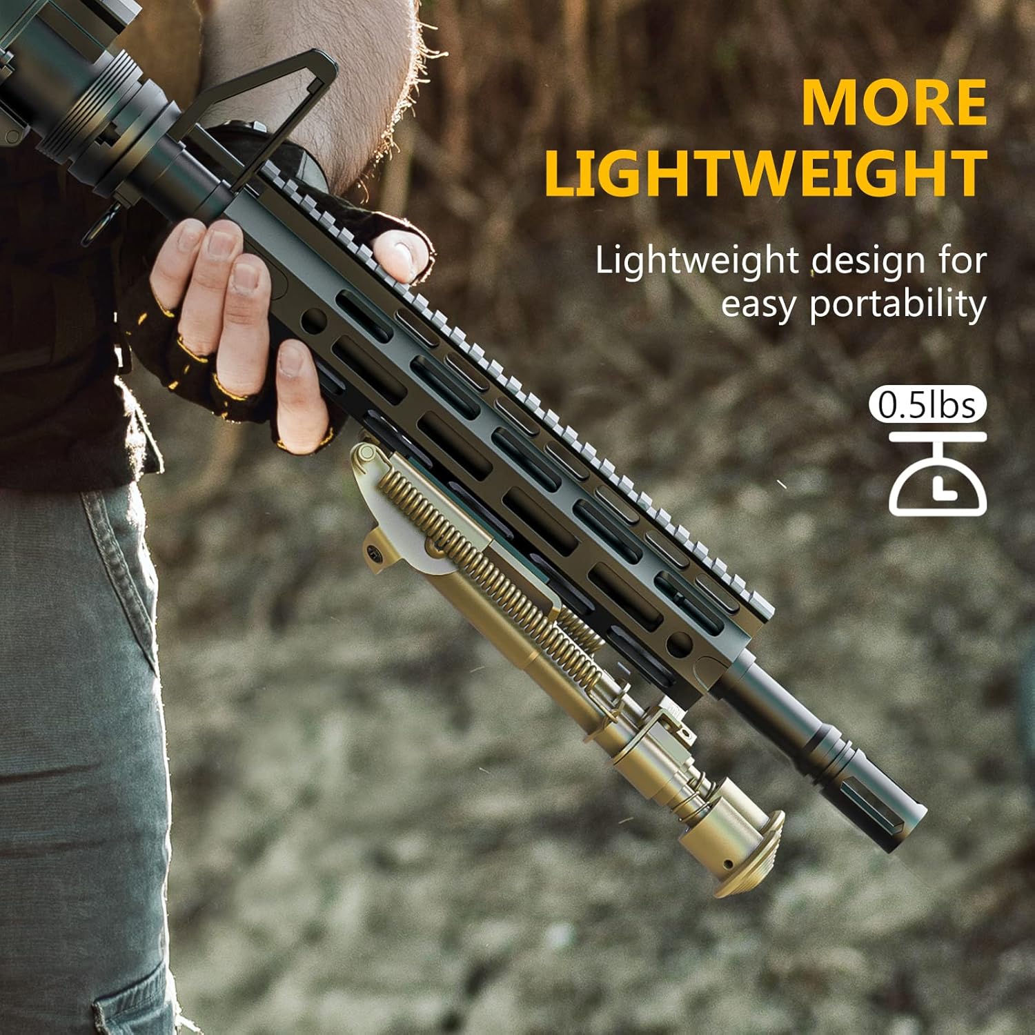 CVLIFE Bípode de rifle ligero de 6 a 9 pulgadas para riel M (0.54 libras) se fija directamente para caza y disparos